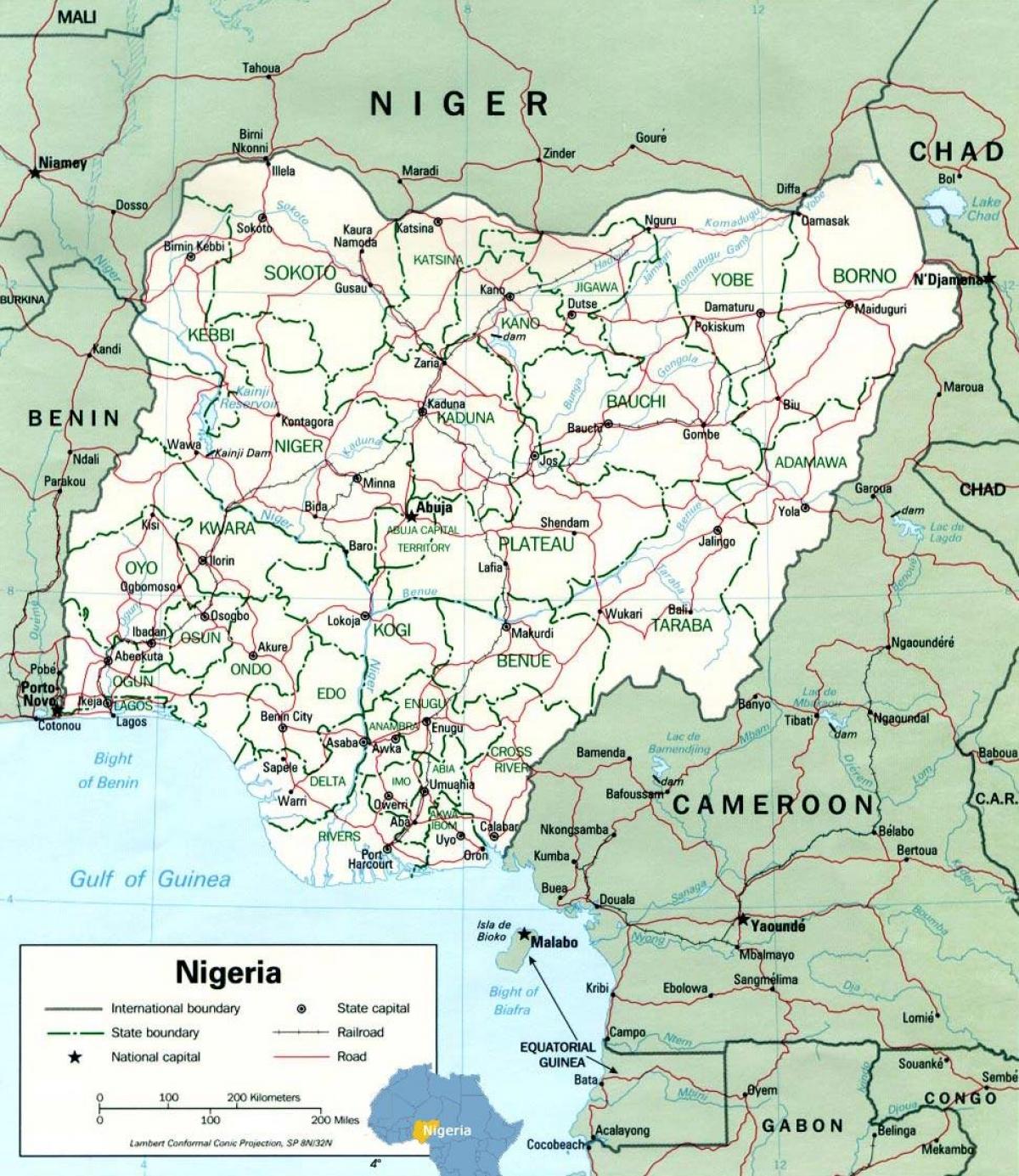 лагос дахь нигерийн газрын зураг африк